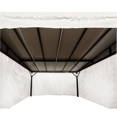 10'x12' Wall-Mounted Gazebo Covering for Winter view from inside gazebo with cover on