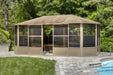 Gazebo Penguin Florence Solarium Metal Roof - 12'x12' front view door open sand solarium 12'x18' outdoors