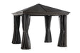 Gazebo Penguin Venus Gazebo Metal Roof - 10'x10' front view curtains open brown colour