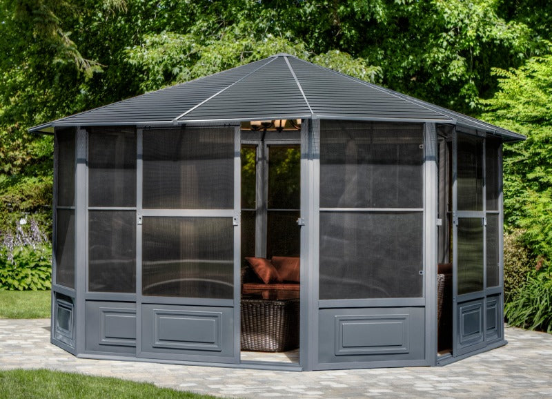 Gazebo Penguin Florence Solarium Metal Roof 12'x12' Front view open door