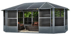 Gazebo Penguin Florence Solarium Metal Roof 12'x12' front view open door of 12'x18' model