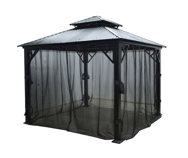 Corriveau Outdoor Furniture Metropolis Gazebo 10'x10' front view with mosquito curtain