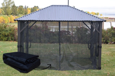 Corriveau Outdoor Furniture Mosquito Net for 10'x10' Gazebo front view net closed outdoors