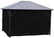 Corriveau Outdoor Furniture Black Side Curtains for 10'x10' Gazebo front view