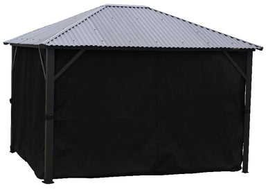 Corriveau Outdoor Furniture Black Side Curtains for 10'x10' Gazebo front view