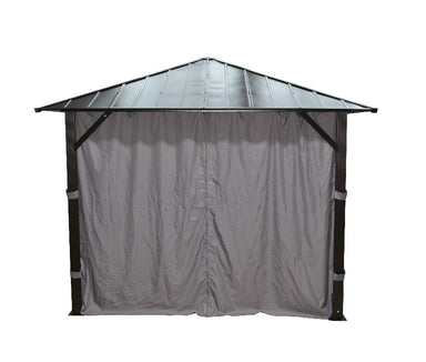 Corriveau Outdoor Furniture Grey Side Curtains for 10'x10' Gazebo side view