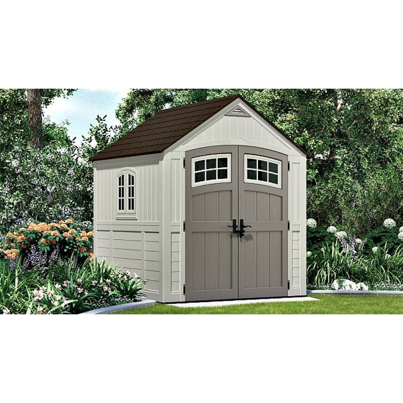 Backyard Lifestyles Suncast - Cascade 7'x7' Storage Shed front angle view outdoors