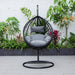 Backyard Lifestyles Hanging Swing Chair - Single Seater with Cushion - Small Basket front view with cushions outdoors