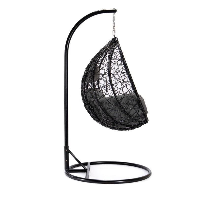 Backyard Lifestyles Hanging Swing Chair - Single Seater with Cushion - Small Basket side view with cushions