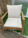 Fuji Armchair in Beige by Corriveau Outdoor Furniture front view of chair