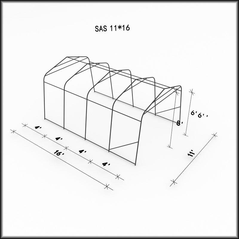 Gazebo Penguin Carport in White and Clear top angle view specs for 11 x16 model