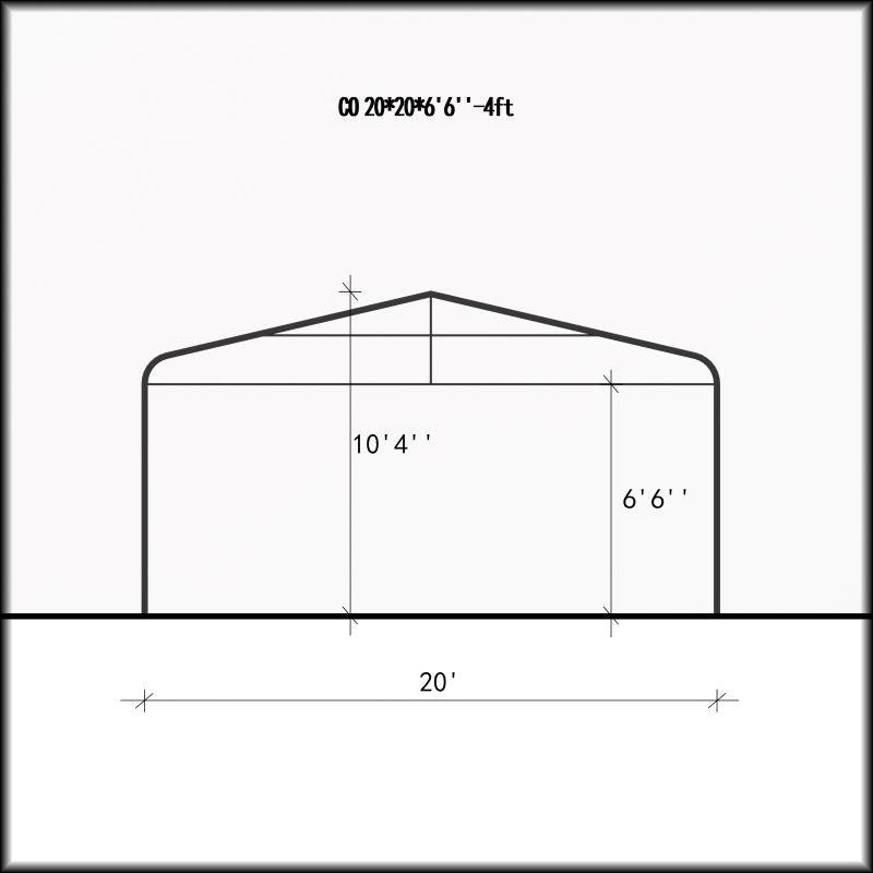 Gazebo Penguin Deluxe Double Car Shelter Front View of 20 x 20 Foot Portable Carport Spec Sheet