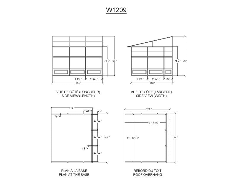 Gazebo Penguin Florence Wall Mounted Solarium Polycarbonate Roof 10'x12' spec sheet