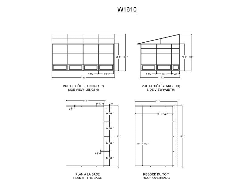 Gazebo Penguin Florence Wall Mounted Solarium Polycarbonate Roof 10'x16' spec sheet