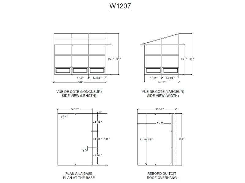 Gazebo Penguin Florence Wall Mounted Solarium Polycarbonate Roof 8'x12' spec sheet