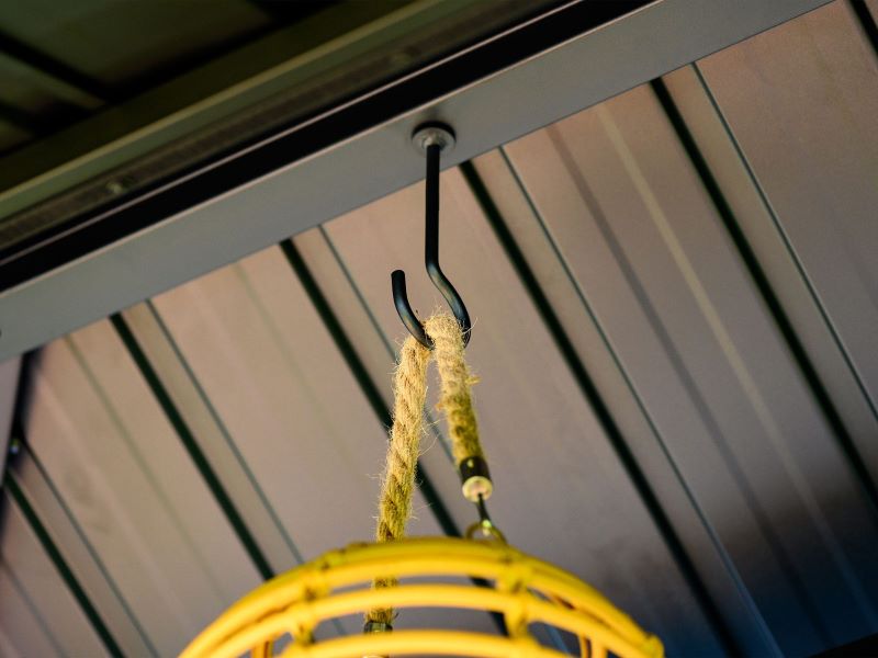 Gazebo Penguin Yosemite Metal Roof Gazebo 10'x 12' Close Up Of Metal Top Gazebo Inside Frame With Hanging Hooks