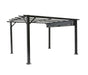 Corriveau Outdoor Furniture Marina Pergola with retractable canopy 10'x12' front view canopy closed