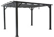 Corriveau Outdoor Furniture Marina Pergola with retractable canopy 10'x12' front view canopy open