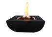 Backyard Lifestyles Modeno - Aurora Fire Table Square Black front view of fire table with flames