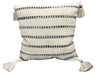 Patio Accessories: 18"x18" Outdoor Cushion Blue and Grey Striped close up of pattern and pillow