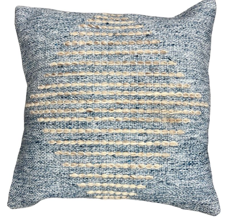 Patio Accessories: 18"x18" Outdoor Cushion Blue with Texture close up of patterned texture and pillow