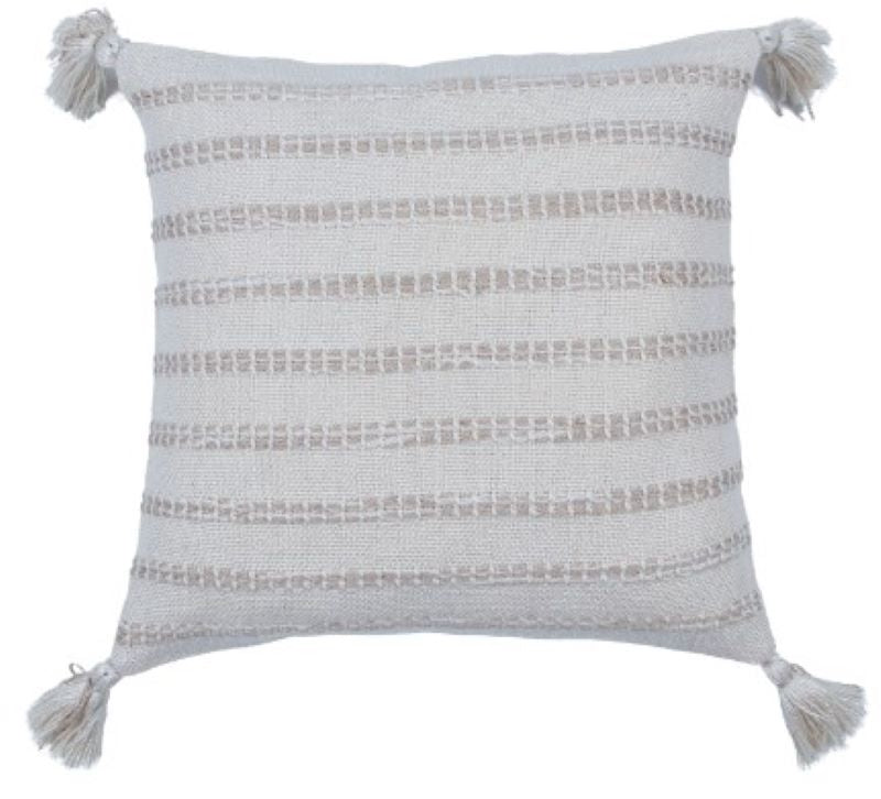 Patio Accessories: 18"x18" Outdoor Cushion in Cream close up of pillow and pattern