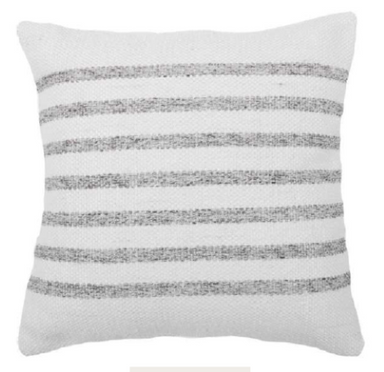 Patio Accessories: 18"x18" Outdoor Cushion Grey stripe close up of cushion and pattern