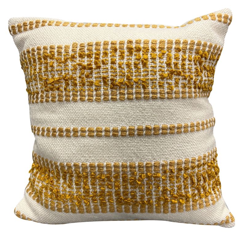 Patio Accessories: 18"x18" Outdoor Cushion Yellow colour close up of cushion and yellow pattern