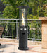 Backyard Lifestyles Shinerich Inferno Patio Heater - Matte Black front view with flame outdoors