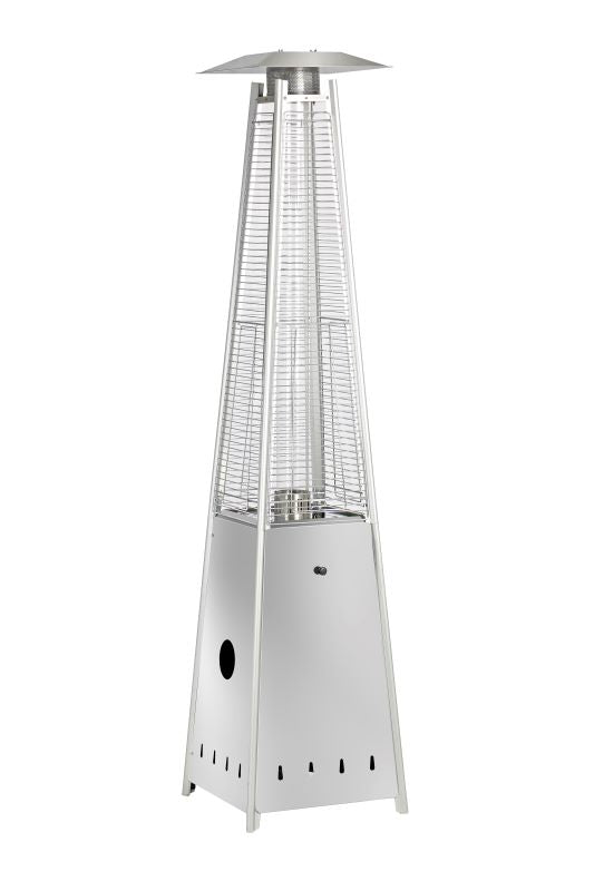 Backyard Lifestyles Shinerich Pyramid Style Patio Heater - Stainless Steel front angle view